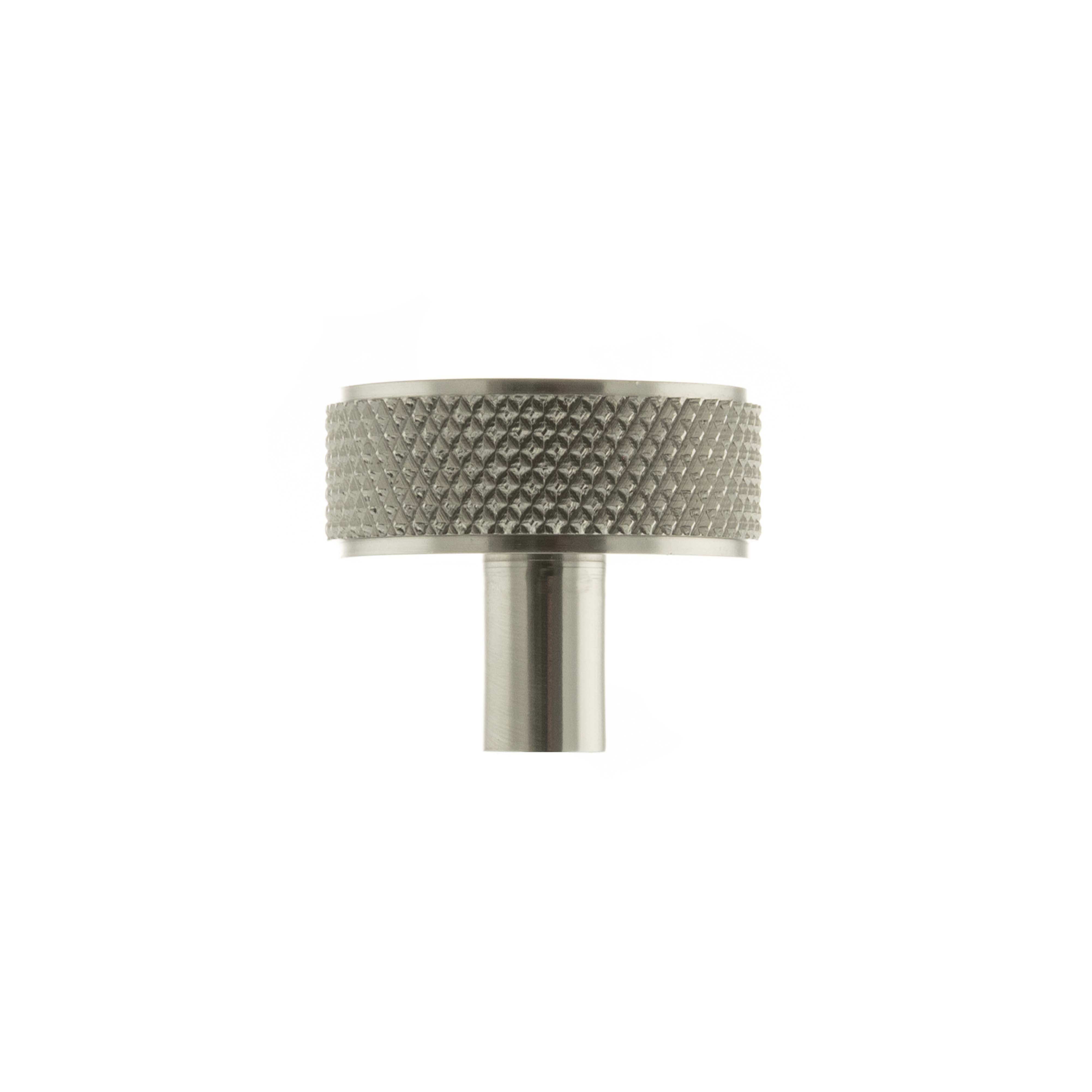 Millhouse Brass Hargreaves Disc Knurled Cabinet Knob on Concealed Fix - Satin Nickel