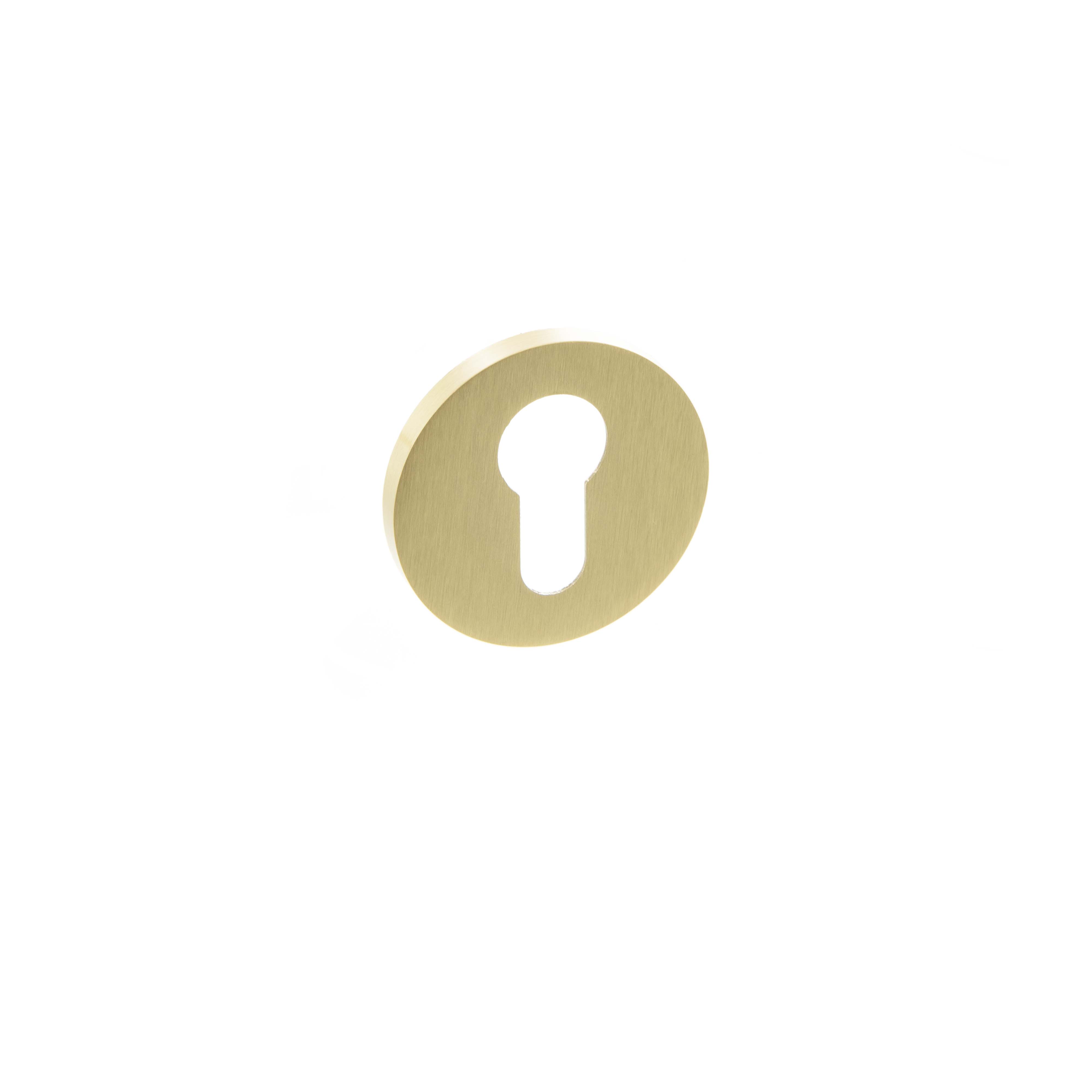 Millhouse Brass Euro Escutcheon on 5mm Slimline Round Rose - Satin Brass