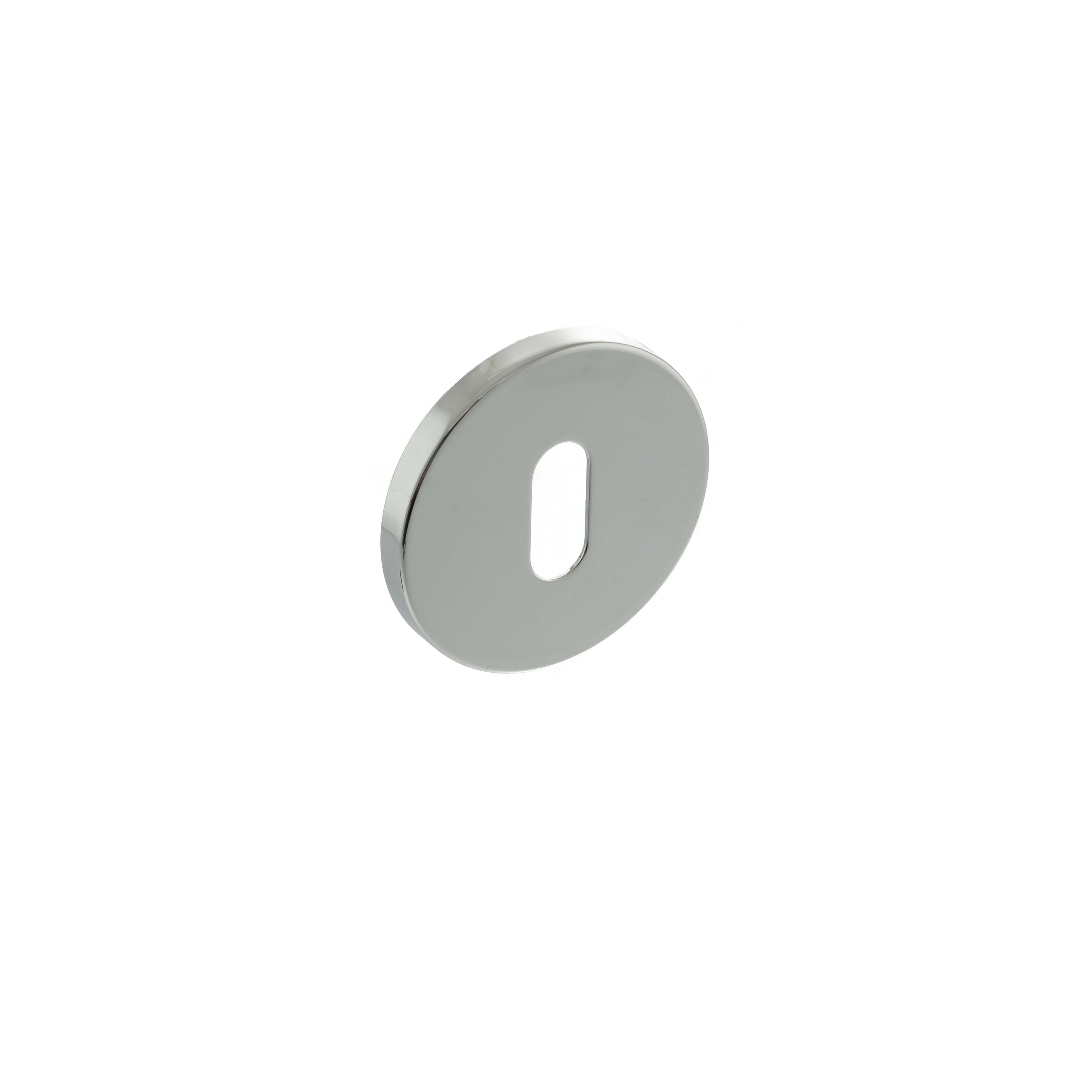 Millhouse Brass Key Escutcheon on 5mm Slimline Round Rose - Polished Chrome