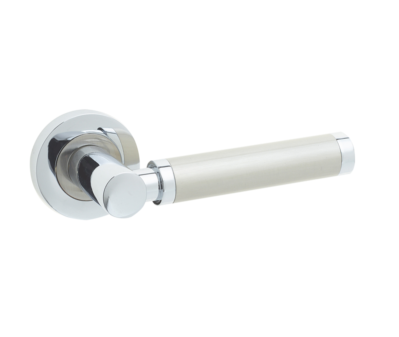 Jedo Charlotte Door Handle on Rose Polished Chrome/Satin Nickel