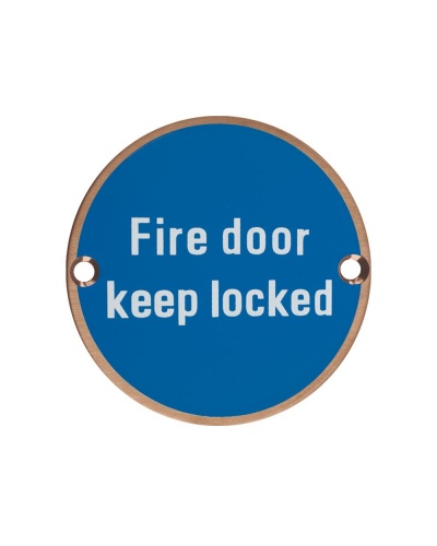 Signage - Fire Door Keep Locked - 76mm dia