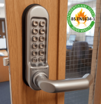 BL5001 FT - 30/60 minute fire rated round bar handle keypad with tubular latch, round bar inside handle & free passage mode