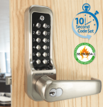 BL7701 FT ECP - 30/60 min fire tested heavy duty lever with internal lever handle, tubular latch, key override & on the door code change functionality