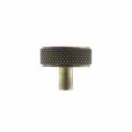Millhouse Brass Hargreaves Disc Knurled Cabinet Knob on Concealed Fix - Antique Brass