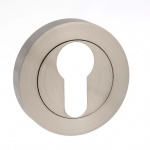 Millhouse Brass Euro Escutcheon on Round Rose - Satin Nickel