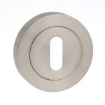 Millhouse Brass Key Escutcheon on Round Rose - Satin Nickel